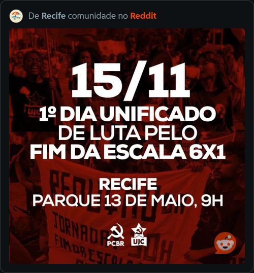 Recife - PE 
Parque Treze de Maio, às 9h do dia 15 de Novembro